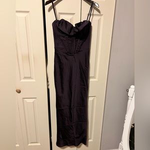 HOCB Dark Midnight purple satin maxi dress